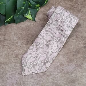 Unbranded Men's Pink & Brown Paisley Print Silk Necktie